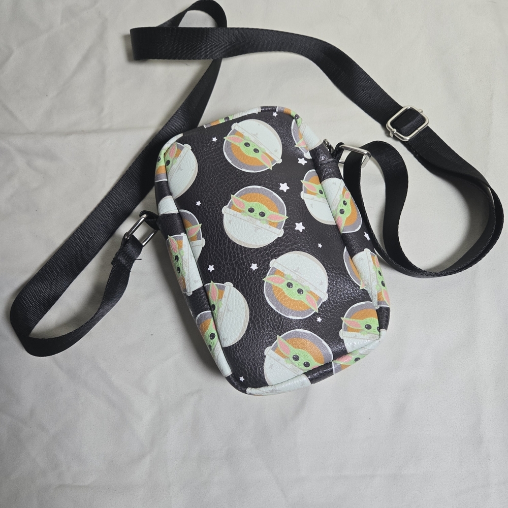 Black Crossbody Bag with Baby Yoda Design